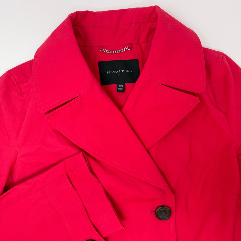 Banana Republic Red Pink Cotton Double Breasted Peacoat Jacket XS Womens